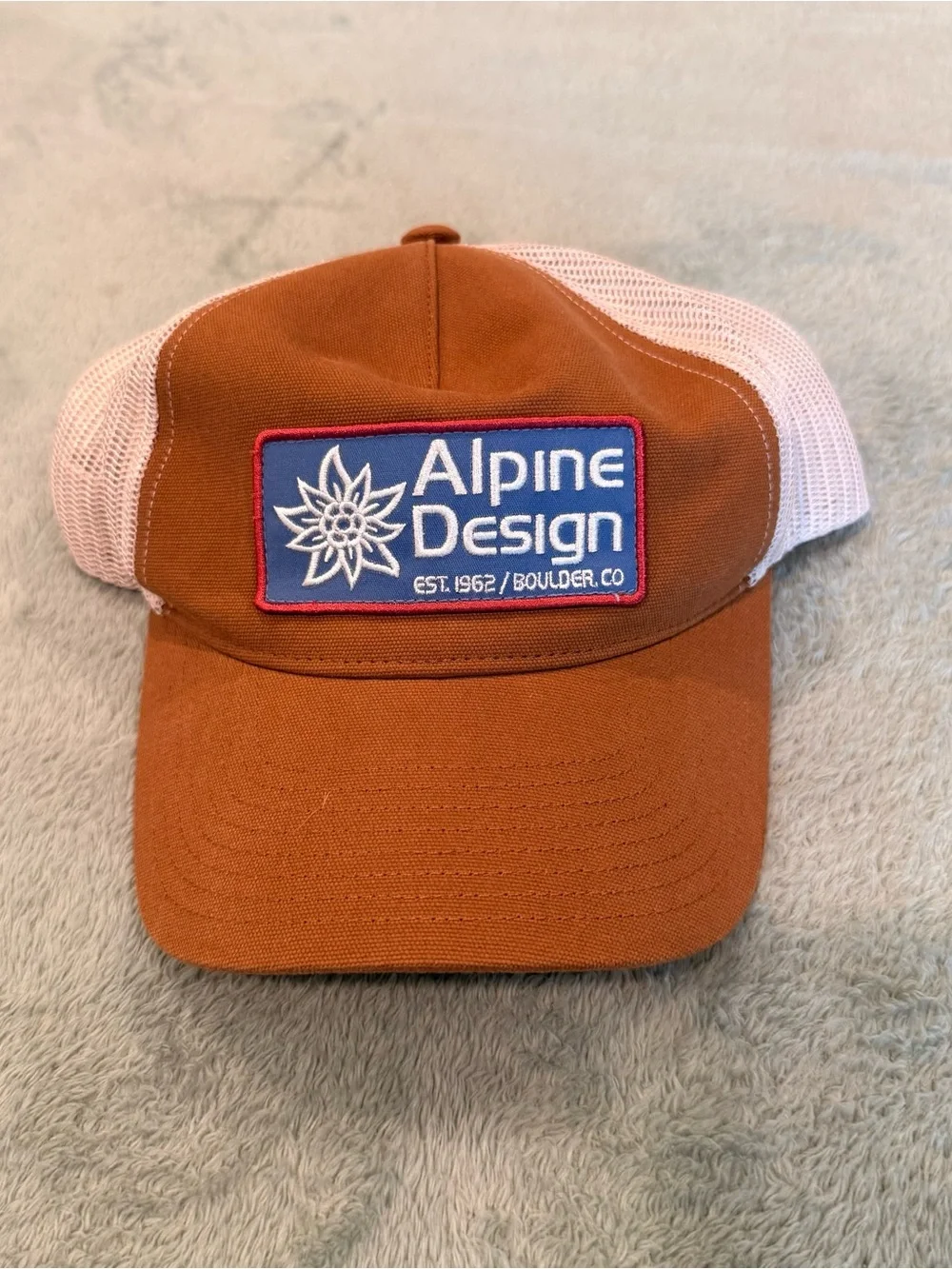 Alpine Design Patch Trucker Hat - Rust Orange & Cream
